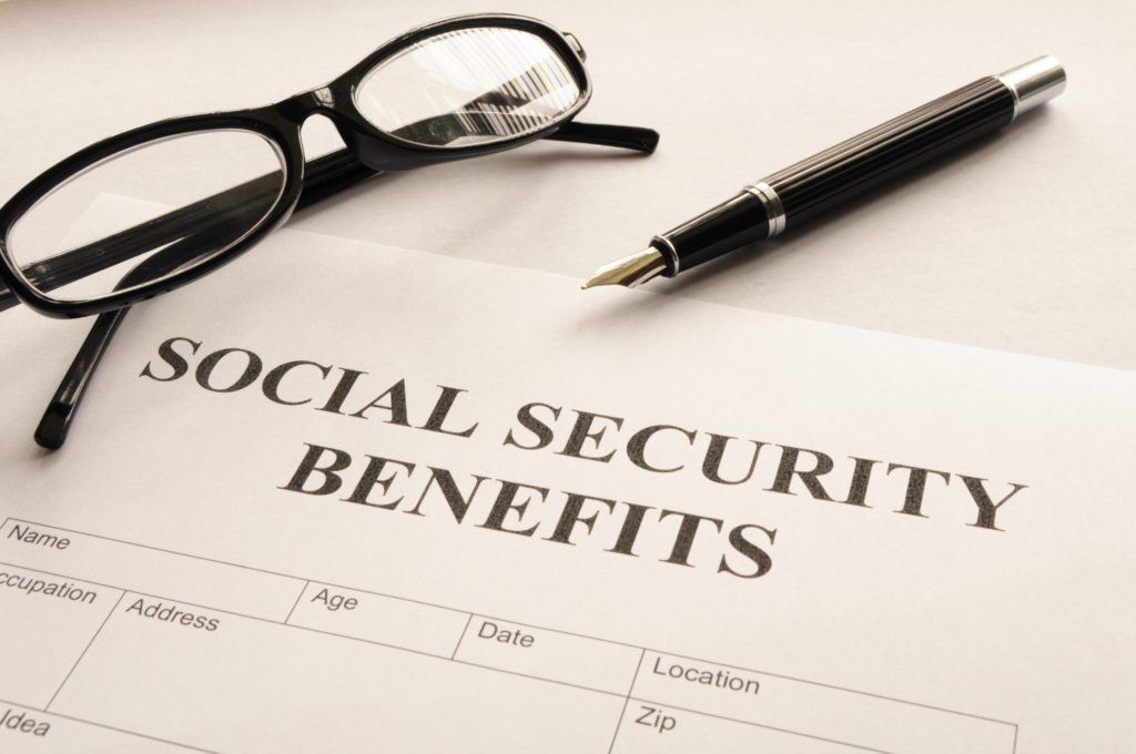 social security benefits form showing financial concept in office